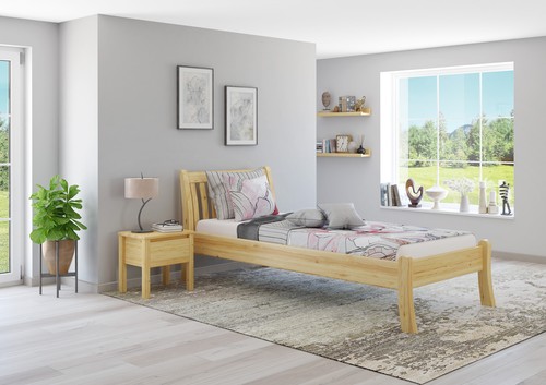 Lit simple élégant bois - , pin