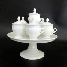 French Antique Porcelain of Paris 6 Cream Pot Service on Stand - Tableware