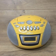 Vintage Sony CFD-E75 Yellow Portable AM/FM CD Cassette Radio Boombox
