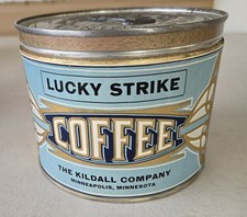 Lucky Strike Paper Label Keywind Coffee Tin