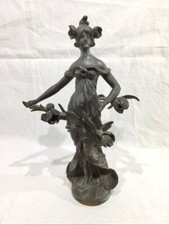Beautiful Antique French L. Moreau Iris Sculpture In Regule Signed 19th C