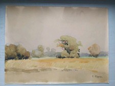 Jean Camille CIPRA 1852-1952 aquarelle " L'étang à Cholmondeley " située /signée