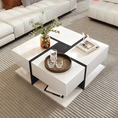 Table basse carrée tiroirs - table,