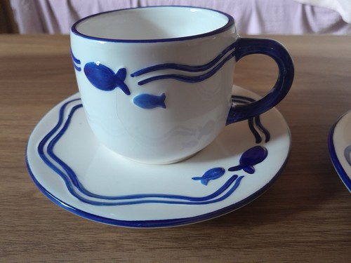 Lot tasses avec - avec, soucoupes