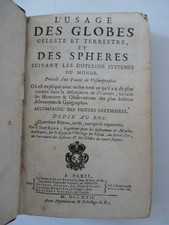 Livre L'usage des globes céleste et terrestre cosmographie 1717 (19162)