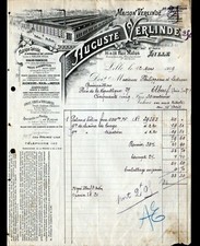 LILLE (59) FACTORY / LIFTING EQUIPMENT & PULLEYS "Auguste VERLINDE" invoice 1909