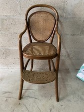 chaise haute bébé THONET signée bois courbé assise cannage 1900 Vintage