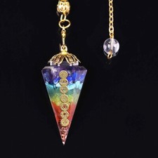 Natural Crystal Orgonite Reiki Pendulum  Amulet Healing 7 Chakra Energy Pendants