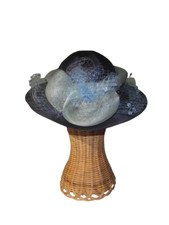 Chapeau de Cérémonie Werlé Paris T.57 en Paille Bleu Marine