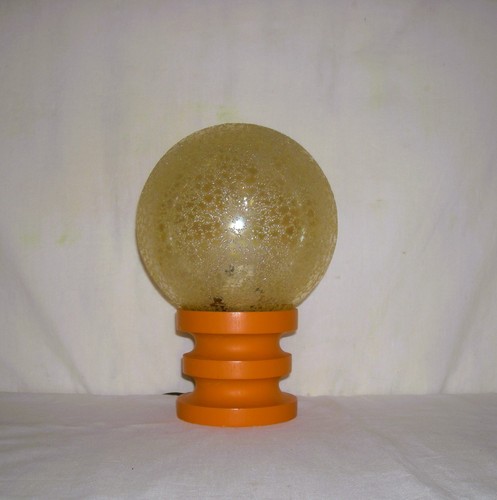 Lampe orange bois - bois, tourne