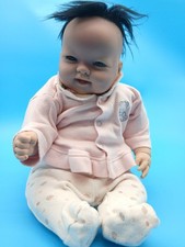 Berenguer Weighted Baby Doll Soft Cloth Body 18" Black Hair  Pink & Cream Outfit