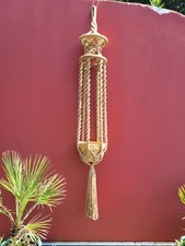 Grand porte-plante en macramé vintage