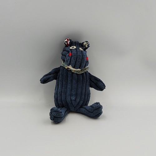 Doudou hippopotame bleu rouge