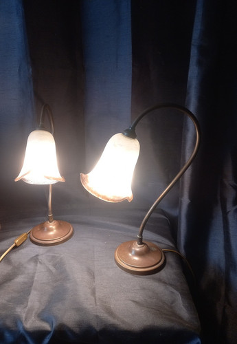 Ancienne paire lampe col - lampe, de