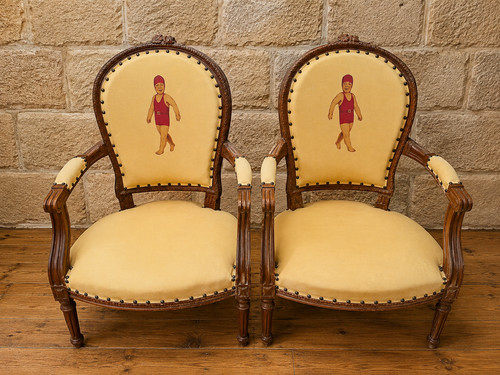 Paire fauteuils cabriolets - fauteuils,