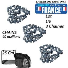 Lot  de 3 chaînes en  40 talon pour tronçonneuse élagueuse 3/8 1.3   40 maillons