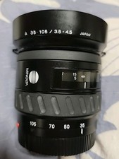 Minolta Maxxum AF Zoom Lens 35-105mm 1:3.5 (22) 4.5 w/ Filter, Hood & Caps