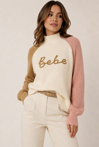 Bebe colorblock knit logo - knit,