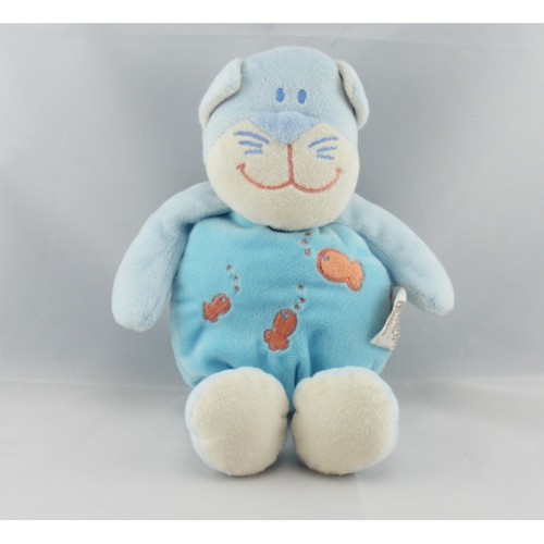 Doudou chat bleu poisson rouge
