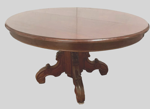 Table pied central - table, sculptée