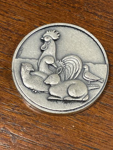 Médaille coq poules signé - coq,