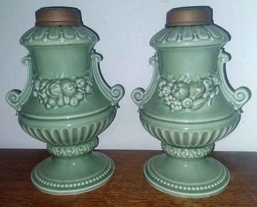 Paire lampe petrole vert - a,