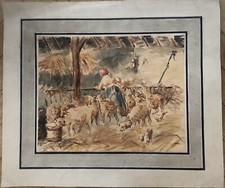 Aquarelle Bergerie Ferme