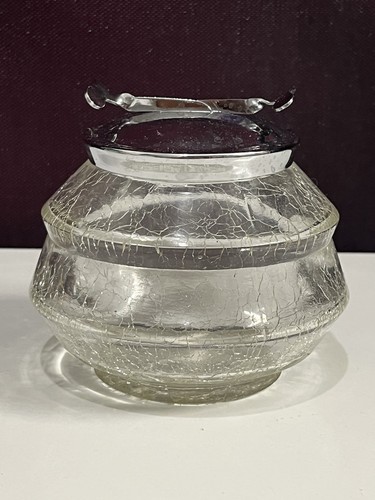 Ancien sucrier verre craquelé