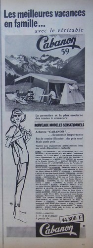 Publicité 1959 cabanon des - cabanon,