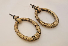 Art Nouveau - Pair of Oval Rings / Solid Bronze Furniture Handles - H. 6.5