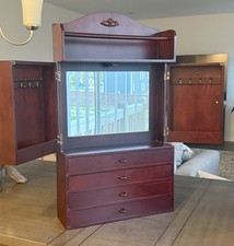 Boston Jewelry Armoire Freestanding Or Wall Hanging Cherry Finish