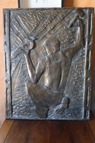 Ancien bas relief bronze le - relief,