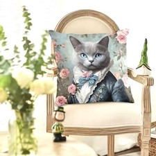 Housse de coussin Chat gris