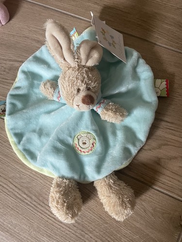 Doudou peluche lapin - peluche, bleu