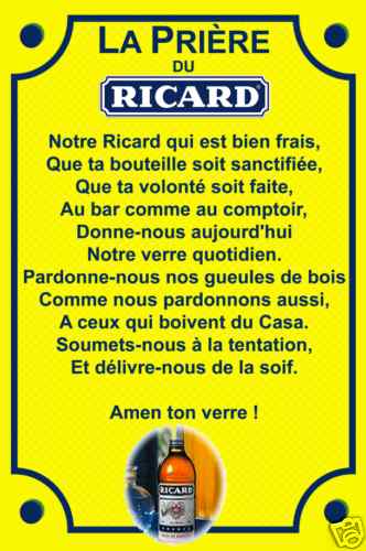 Réplique plaque priere pastis - priere,