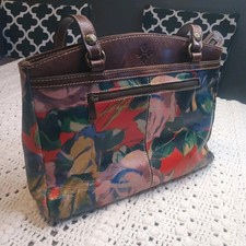 Patricia Nash L Poppy Tote Fresco Bouquet Floral Bwn Leather Shoulder Bag Purse