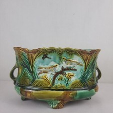 Jardinière / Cache pot en barbotine - Faïencerie de Nimy (Belgique)