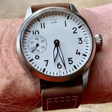 42mm White Dial 17 Jewels 6497 Hand Winding Men Watch Luminous Leather Band