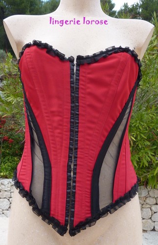 Corset bustier noir rouge - bustier,