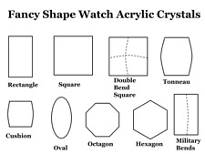 Fancy Shape Watch Acrylic Crystal --Rectangle, Square, Tonneau, Cushion, Polygon