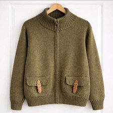 Chaps Olive Green Zip Cardigan