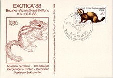 DDR 1988 EXOTICA '88 Erfurt Vivaristik Special Cancel Postcard Iltis Stamp