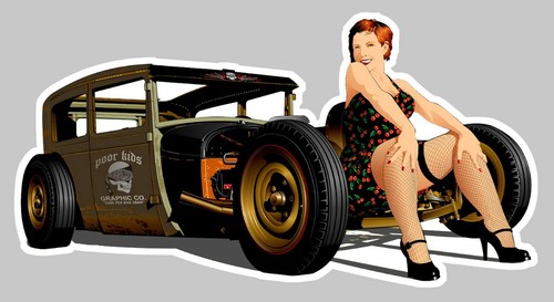 Sticker pinup hot - sticker, rod