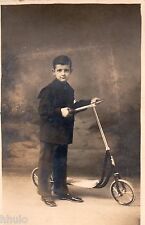 BJ035 Vintage Photo Card RPPC Child Scooter Vintage Fashion Boy