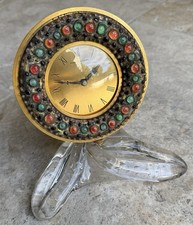 Pendule ancienne vintage " Hour Lavigne " Cadran en emaux , laiton