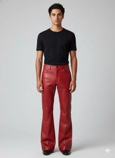 Pantalon en cuir premium rouge