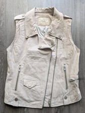 Blank NYC Suede Leather Motorcycle "Moto" Style Jacket Vest Cream Beige Size S