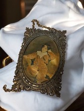 Ancien cadre photo en laiton, petit format vintage décoratif, rétro collection