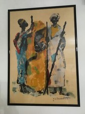 Tableau Du Peintre  Jean-Émile Laurent -Technique Mixte sur papier-dim 70.5x46.5