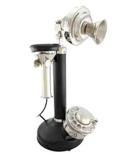 Ancien Téléphone Vintage Chandelier Laiton Rotatif Cadran Câblé Décor Maison O